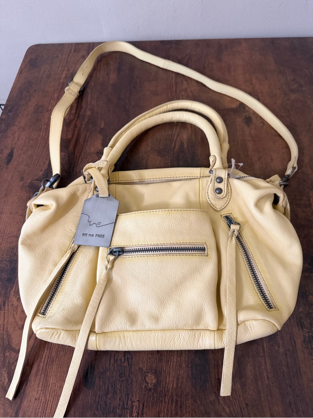 We The Free Baby Emerson Butter Yellow Leather Satchel - Casual Crossbody Tote